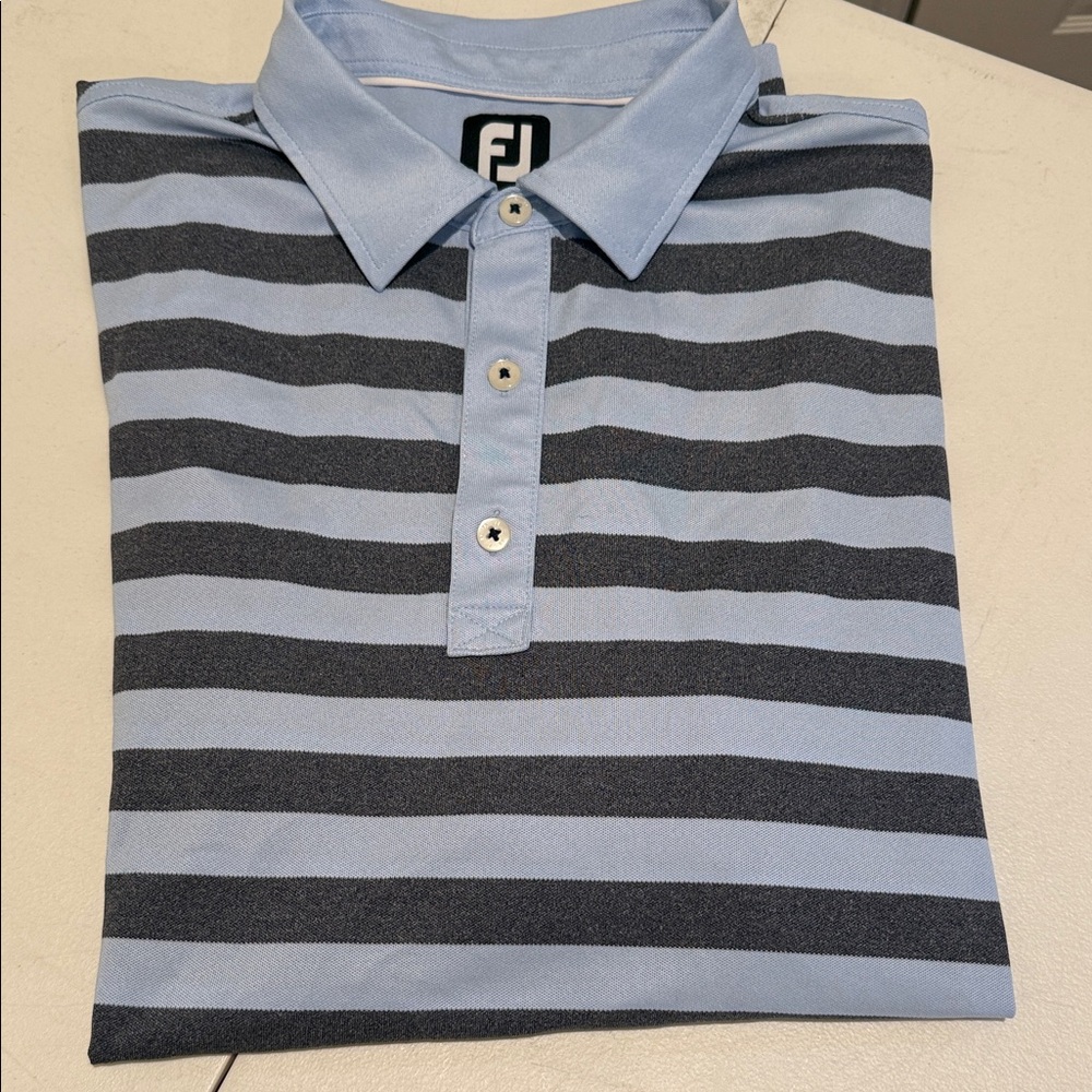 FootJoy Spring Ready Outdoor Light Blue & Gray Striped Golf Poly/Spandex Size XL
